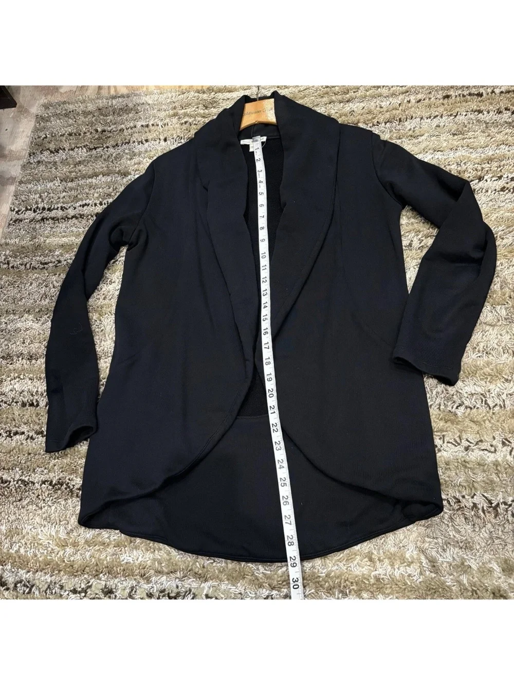 JAMES PERSE Women’s Black Open-Front Knit Sweater Cardigan